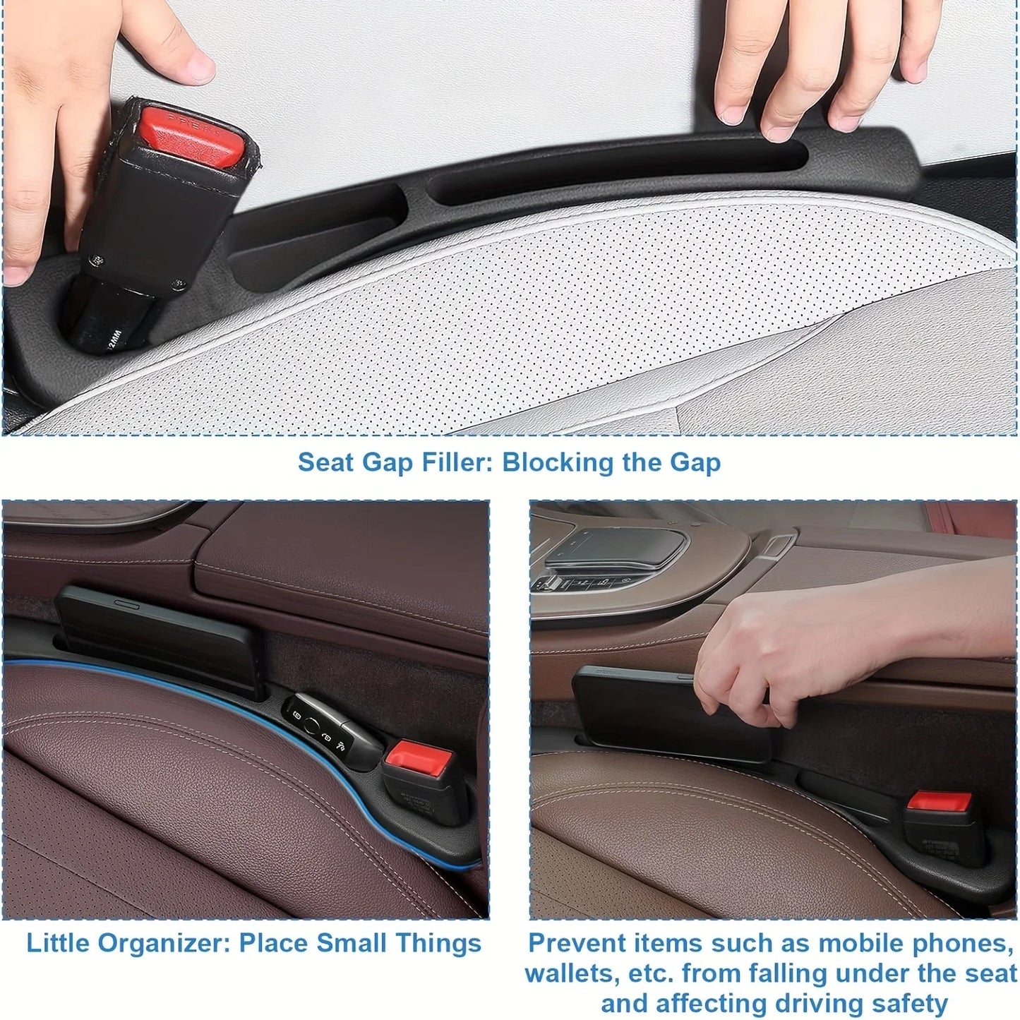 Set de 2 piezas impermeables con compartimentos, ideal para evitar que se te caigan cosas entre el asiento y la consola